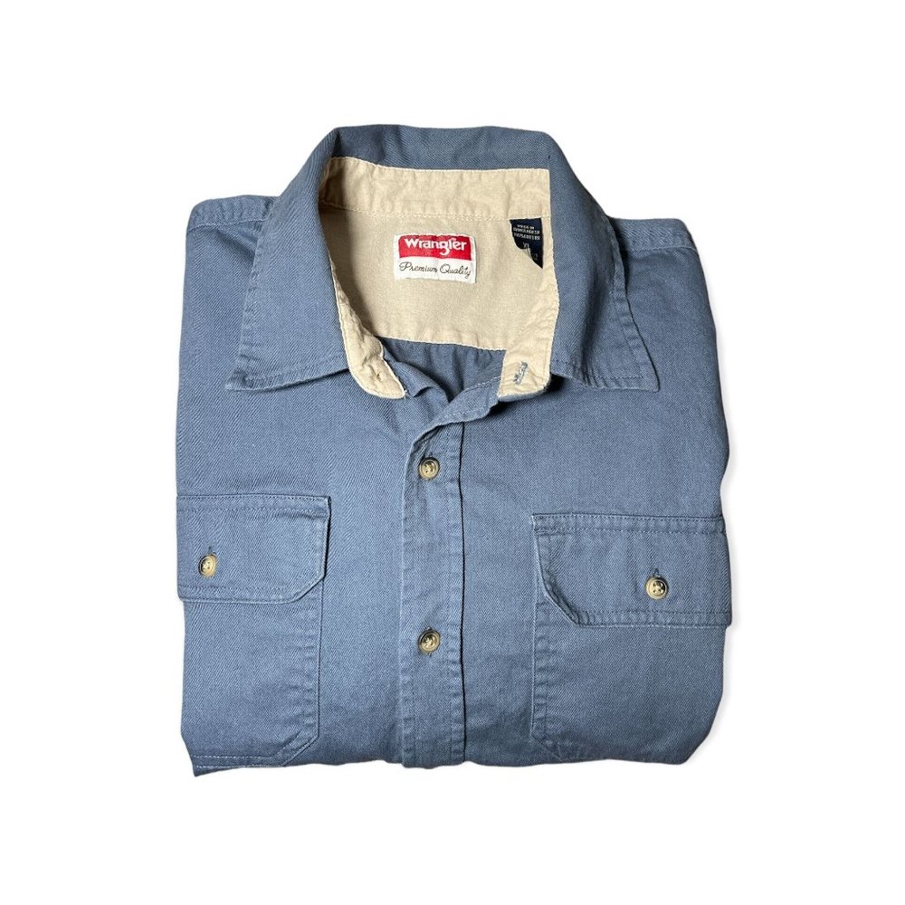 Wrangler Men's Button Front Shirt Blue size XL